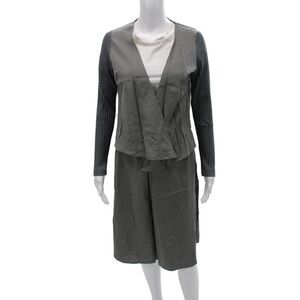Nix Women Basic Jacket Gray Tencel V Neck Pullover Long Sleeve Size 38